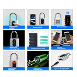 Portable Smart Fingerprint Padlock, Bluetooth APP Electronic Lock, USB Charging, Suitable for Warehouses, Courtyards, Storage Cabinets and Safes